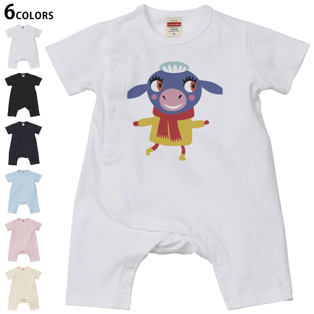 乐天商城 - 選べる6カラー ロンパース カバーオール 赤ちゃん 半袖 デザイン 70cm 80cm　rompers ベビー 新生児 キッズ 70サイズ 80サイズ ギフト マタニティ 妊婦 出産祝い プレママ ティーシャツ T shirt 019023 アニマル キッズ