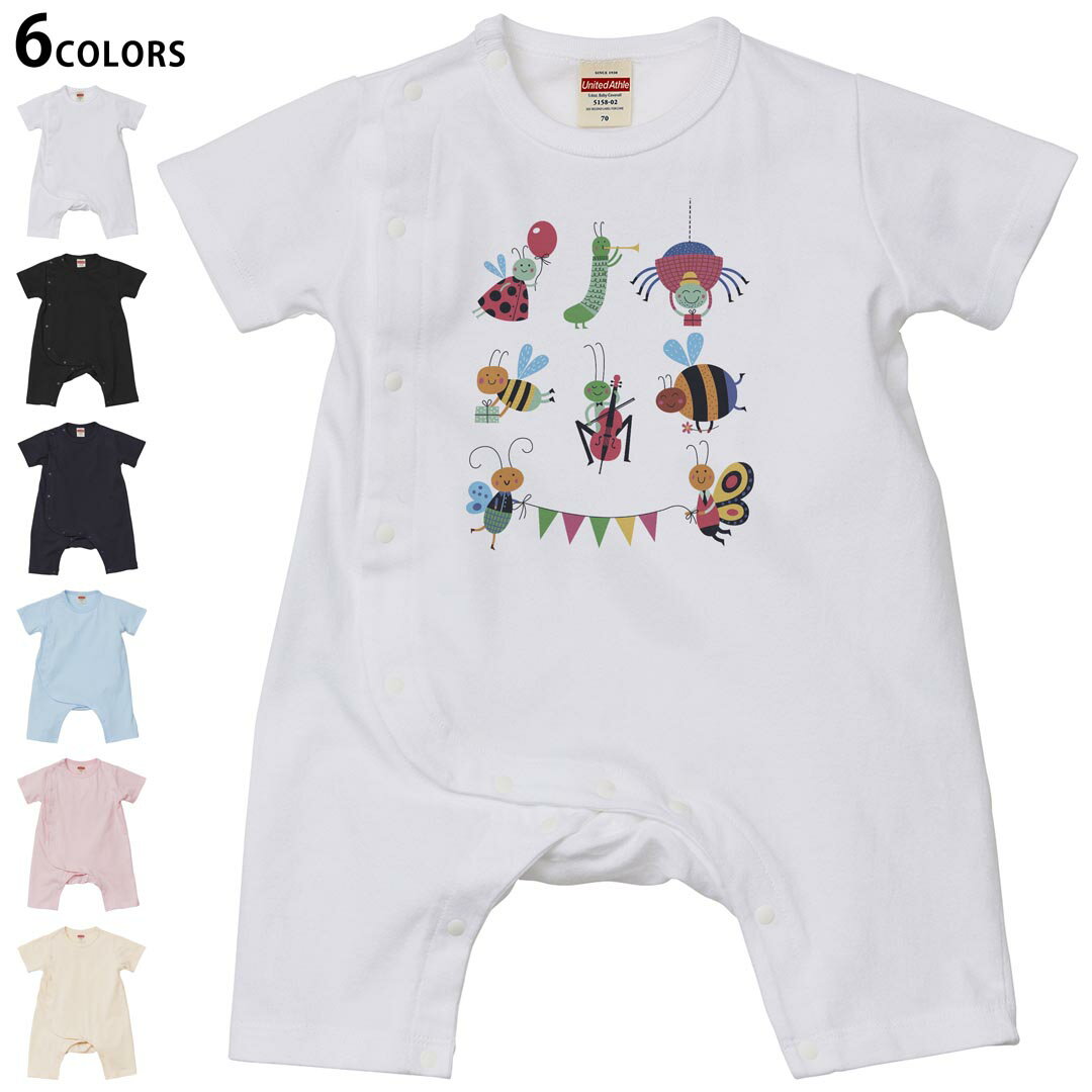 Short Sleeves - 選べる6カラー ロンパース カバーオール 赤ちゃん 半袖 デザイン 70cm 80cm　rompers ベビー 新生児 キッズ 70サイズ 80サイズ ギフト マタニティ 妊婦 出産祝い プレママ ティーシャツ T shirt 019068 アニマル キッズ