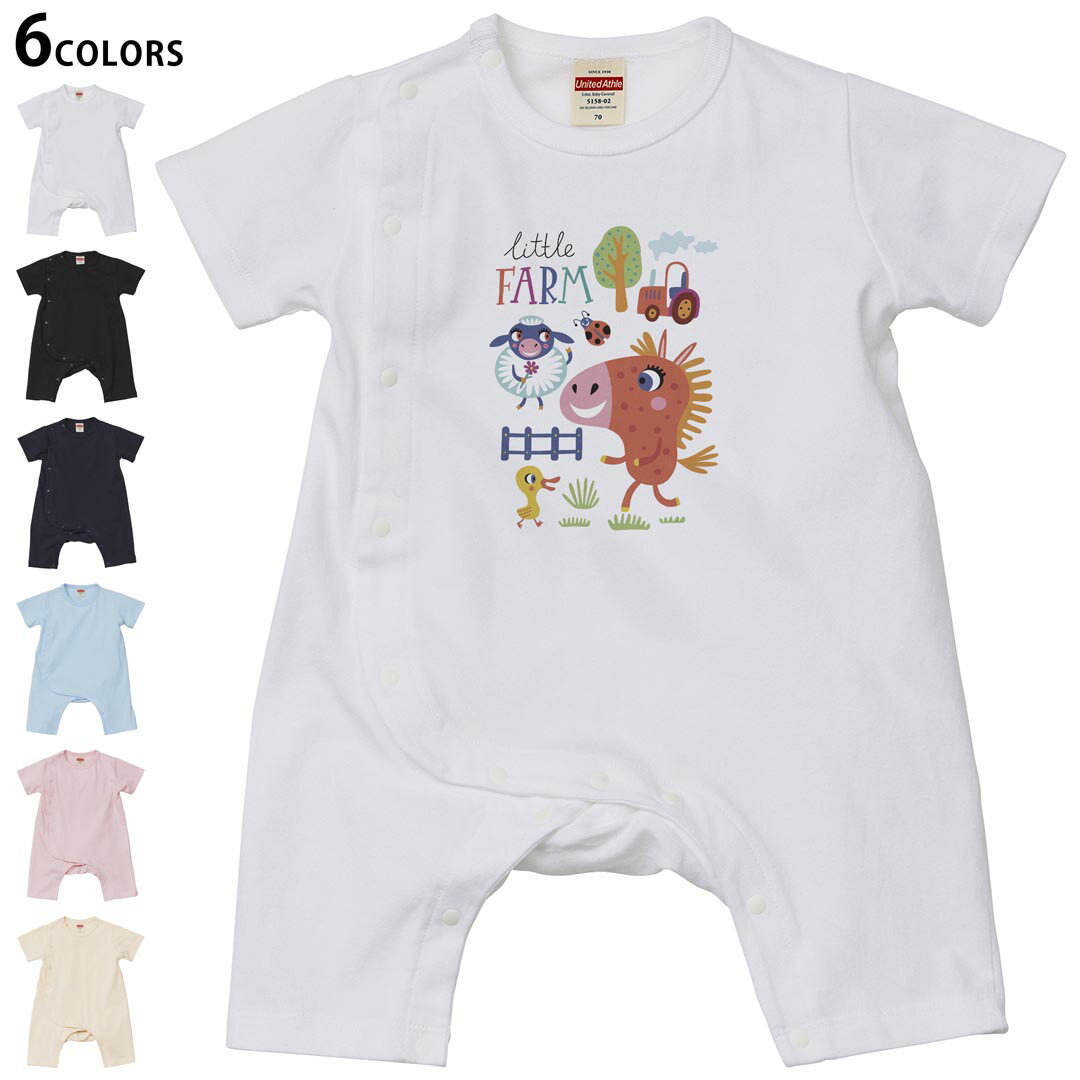 選べる6カラー ロンパース カバーオール 赤ちゃん 半袖 デザイン 70cm 80cm rompers ベビー 新生児 キッズ 70サイズ 80サイズ ギフト マタニティ 妊婦 出産祝い プレママ ティーシャツ T shirt 019095 アニマル キッズ