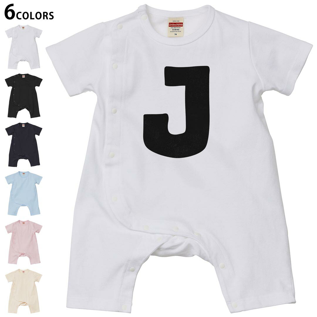 Short Sleeves - 選べる6カラー ロンパース カバーオール 赤ちゃん 半袖 デザイン 70cm 80cm　rompers ベビー 新生児 キッズ 70サイズ 80サイズ ギフト マタニティ 妊婦 出産祝い プレママ ティーシャツ T shirt 019190 文字 j アルファベット