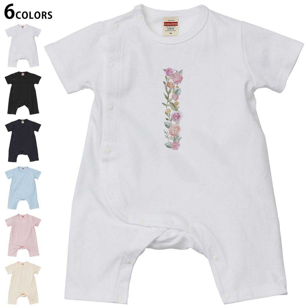 選べる6カラー ロンパース カバーオール 赤ちゃん 半袖 デザイン 70cm 80cm　rompers ベビー 新生児 キッズ 70サイズ 80サイズ ギフト マタニティ 妊婦 出産祝い プレママ ティーシャツ T shirt 019487 文字 i アルファベット