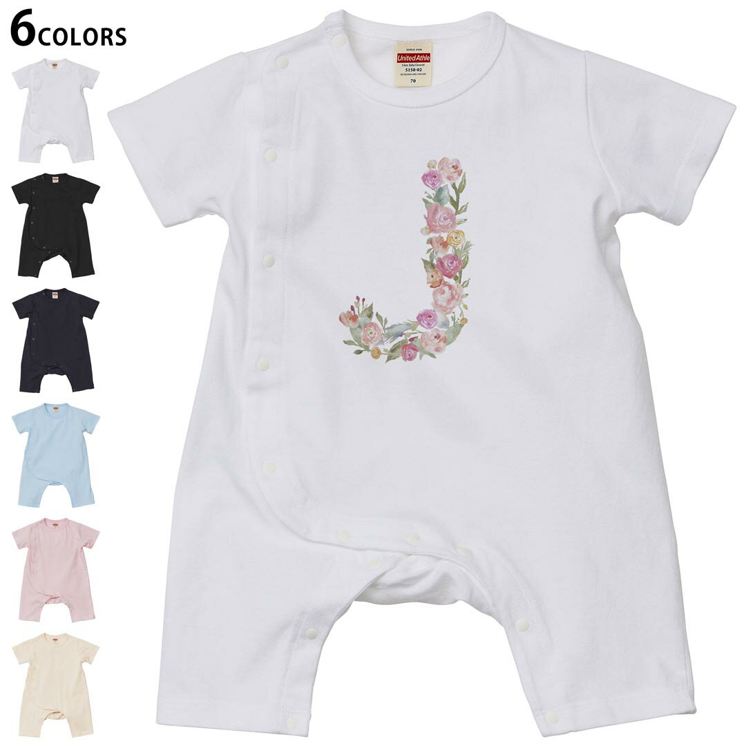 Short Sleeves - 選べる6カラー ロンパース カバーオール 赤ちゃん 半袖 デザイン 70cm 80cm　rompers ベビー 新生児 キッズ 70サイズ 80サイズ ギフト マタニティ 妊婦 出産祝い プレママ ティーシャツ T shirt 019489 文字 j アルファベット