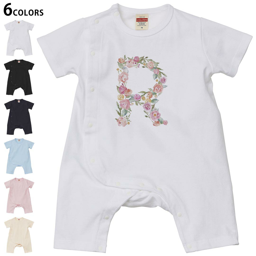 Short Sleeves - 選べる6カラー ロンパース カバーオール 赤ちゃん 半袖 デザイン 70cm 80cm　rompers ベビー 新生児 キッズ 70サイズ 80サイズ ギフト マタニティ 妊婦 出産祝い プレママ ティーシャツ T shirt 019505 文字 r アルファベット