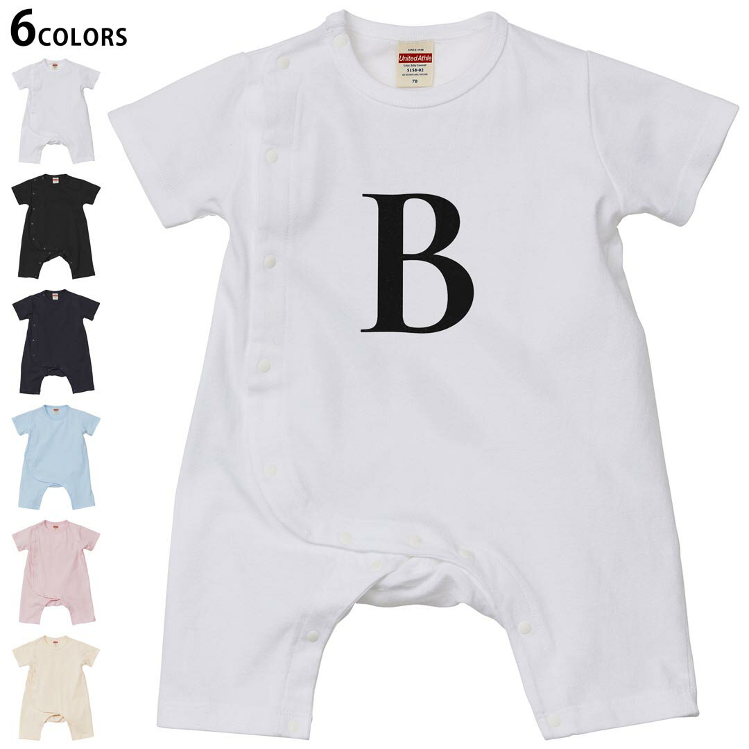 Short Sleeves - 選べる6カラー ロンパース カバーオール 赤ちゃん 半袖 デザイン 70cm 80cm　rompers ベビー 新生児 キッズ 70サイズ 80サイズ ギフト マタニティ 妊婦 出産祝い プレママ ティーシャツ T shirt 019535 文字 b アルファベット