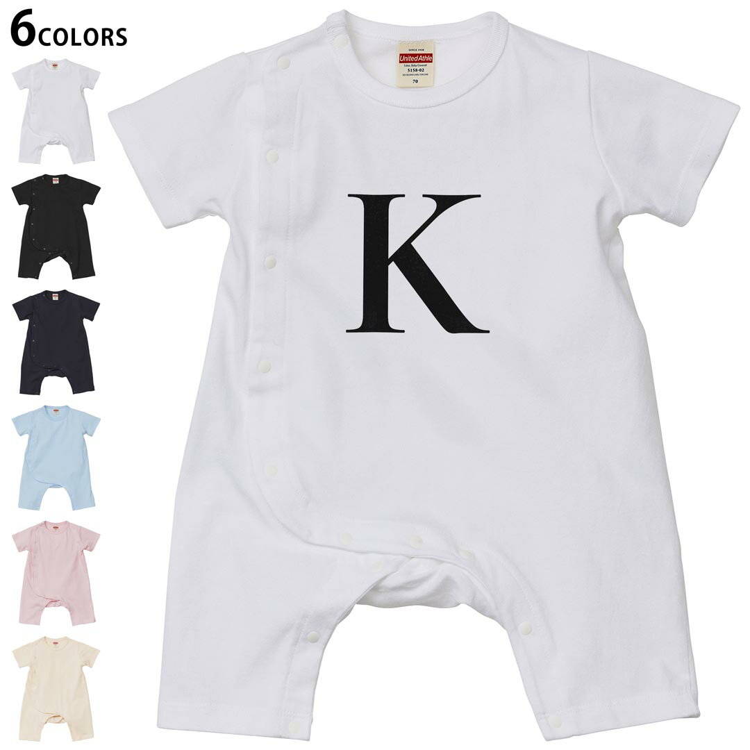 Short Sleeves - 選べる6カラー ロンパース カバーオール 赤ちゃん 半袖 デザイン 70cm 80cm　rompers ベビー 新生児 キッズ 70サイズ 80サイズ ギフト マタニティ 妊婦 出産祝い プレママ ティーシャツ T shirt 019544 文字 k アルファベット