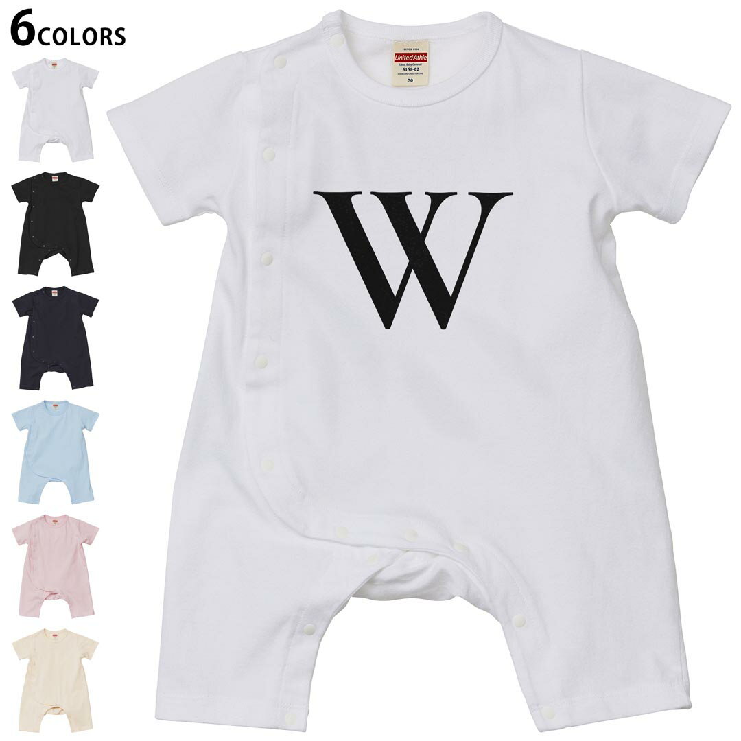 Short Sleeves - 選べる6カラー ロンパース カバーオール 赤ちゃん 半袖 デザイン 70cm 80cm　rompers ベビー 新生児 キッズ 70サイズ 80サイズ ギフト マタニティ 妊婦 出産祝い プレママ ティーシャツ T shirt 019556 文字 w アルファベット