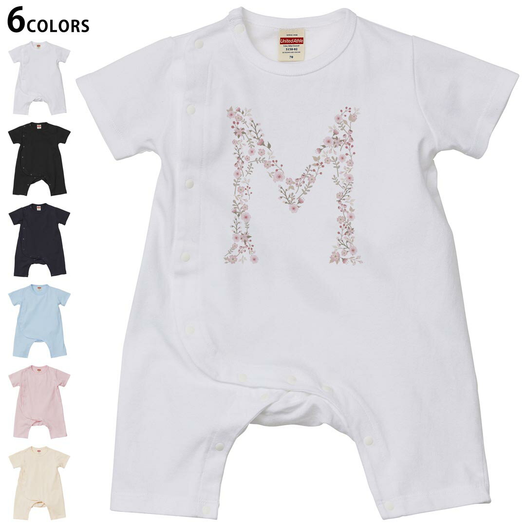 Short Sleeves - 選べる6カラー ロンパース カバーオール 赤ちゃん 半袖 デザイン 70cm 80cm　rompers ベビー 新生児 キッズ 70サイズ 80サイズ ギフト マタニティ 妊婦 出産祝い プレママ ティーシャツ T shirt 019573 文字 m アルファベット