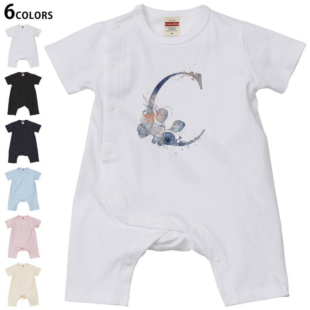 Short Sleeves - 選べる6カラー ロンパース カバーオール 赤ちゃん 半袖 デザイン 70cm 80cm　rompers ベビー 新生児 キッズ 70サイズ 80サイズ ギフト マタニティ 妊婦 出産祝い プレママ ティーシャツ T shirt 019655 文字 c アルファベット