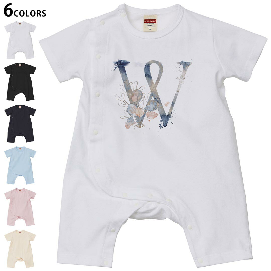 Short Sleeves - 選べる6カラー ロンパース カバーオール 赤ちゃん 半袖 デザイン 70cm 80cm　rompers ベビー 新生児 キッズ 70サイズ 80サイズ ギフト マタニティ 妊婦 出産祝い プレママ ティーシャツ T shirt 019675 文字 w アルファベット