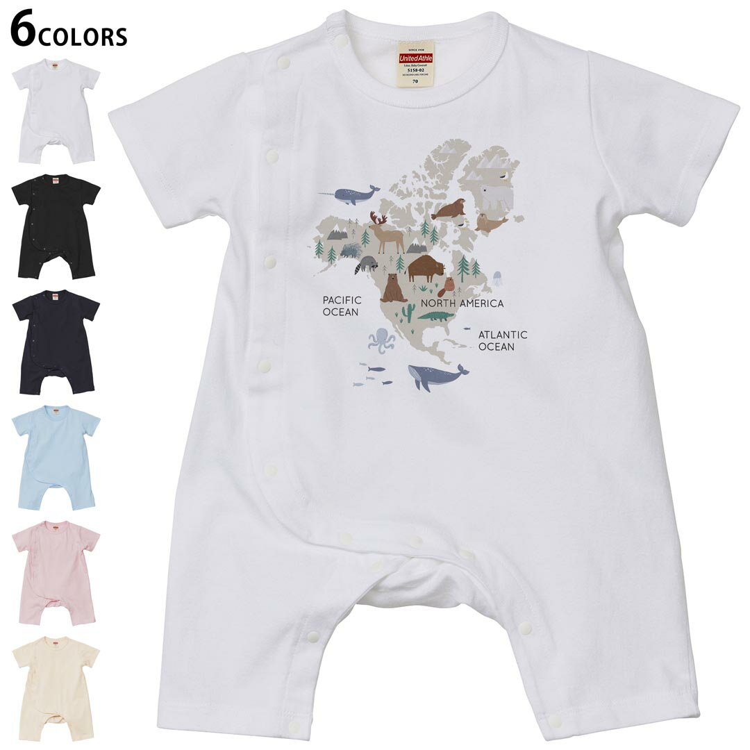 選べる6カラー ロンパース カバーオール 赤ちゃん 半袖 デザイン 70cm 80cm　rompers ベビー 新生児 キ..