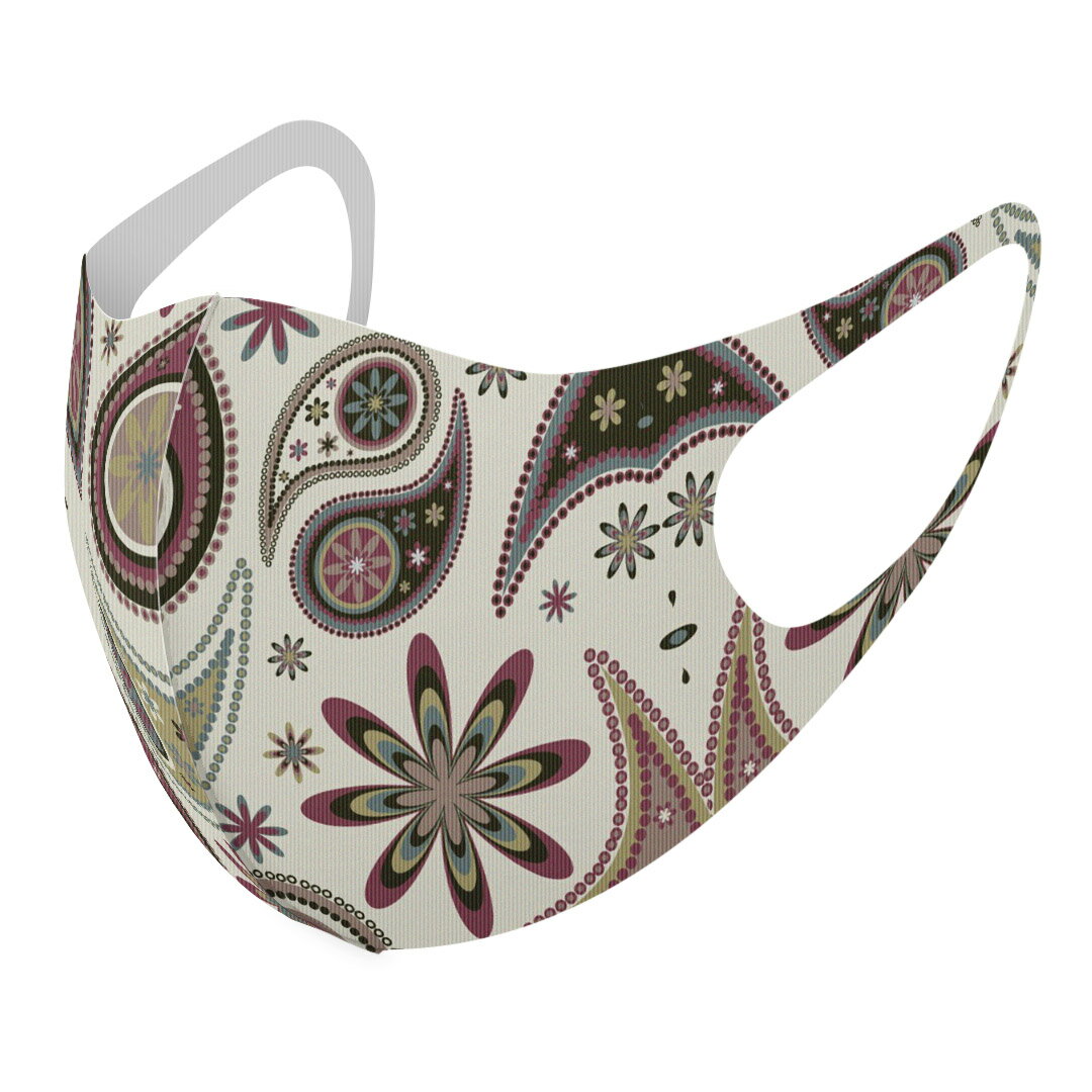 2枚セット デザインマスク 洗えるマスク おしゃれ 人気 ファッション ポリエステル 布マスク 洗って 繰り返し 大人用 子供用 普通 メンズ レディース 男性 女性 こども ジュニア キッズ 幼児 未就学児 000793 ペイズリー　花