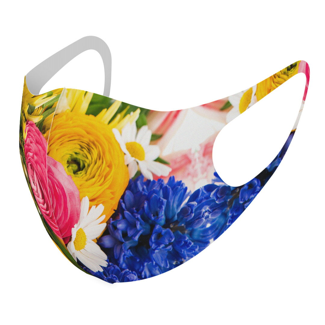 2枚セット デザインマスク 洗えるマスク おしゃれ 人気 ファッション ポリエステル 布マスク 洗って 繰り返し 大人用 子供用 普通 メンズ レディース 男性 女性 こども ジュニア キッズ 幼児 未就学児 000998 花　花束