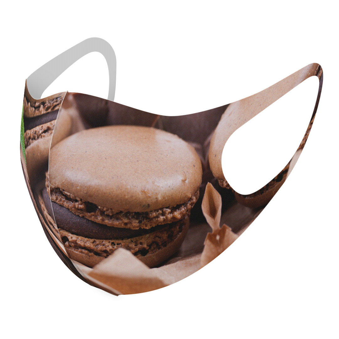 2枚セット デザインマスク 洗えるマスク おしゃれ 人気 ファッション ポリエステル 布マスク 洗って 繰り返し 大人用 子供用 普通 メンズ レディース 男性 女性 こども ジュニア キッズ 幼児 未就学児 001014 マカロン チョコレート