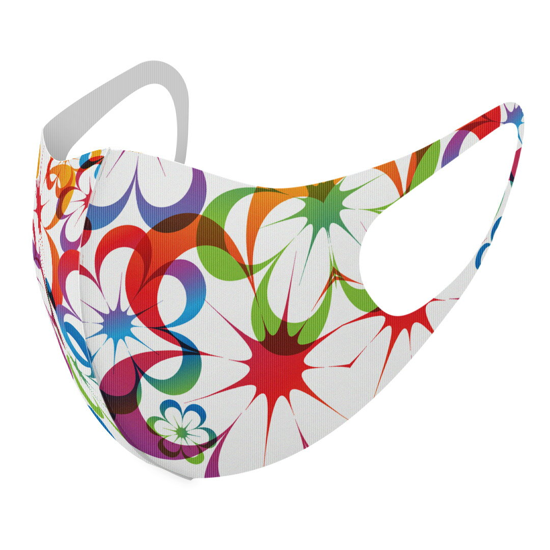 2枚セット デザインマスク 洗えるマスク おしゃれ 人気 ファッション ポリエステル 布マスク 洗って 繰り返し 大人用 子供用 普通 メンズ レディース 男性 女性 こども ジュニア キッズ 幼児 未就学児 001107 花　カラフル