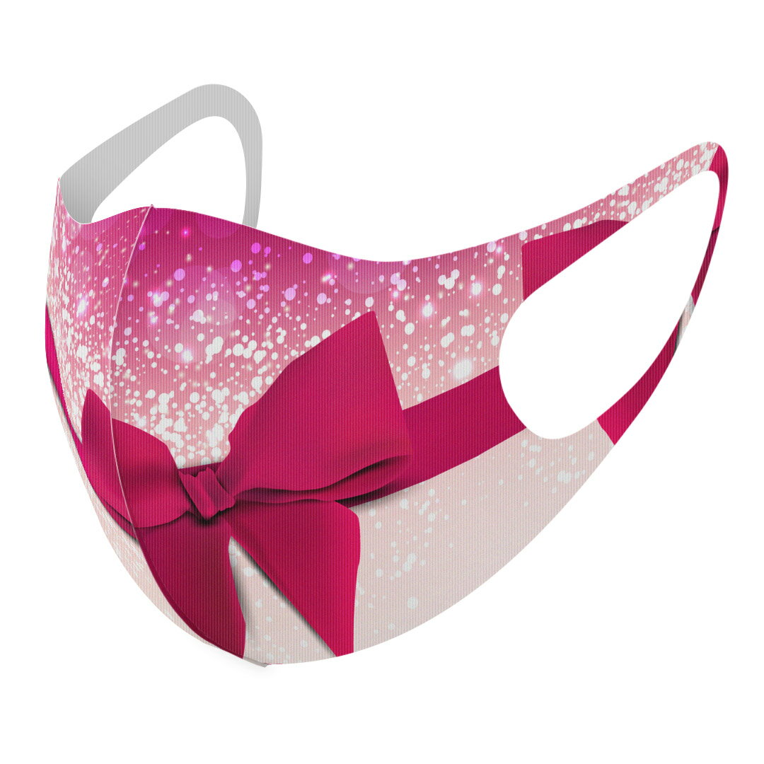 2枚セット デザインマスク 洗えるマスク おしゃれ 人気 ファッション ポリエステル 布マスク 洗って 繰り返し 大人用 子供用 普通 メンズ レディース 男性 女性 こども ジュニア キッズ 幼児 未就学児 001238 リボン　キラキラ