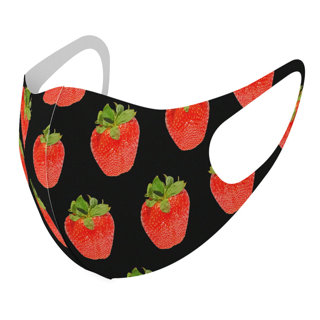2枚セット デザインマスク 洗えるマスク おしゃれ 人気 ファッション ポリエステル 布マスク 洗って 繰り返し 大人用 子供用 普通 メンズ レディース 男性 女性 こども ジュニア キッズ 幼児 未就学児 001533 苺 果実