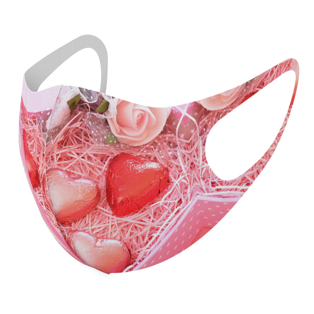 2枚セット デザインマスク 洗えるマスク おしゃれ 人気 ファッション ポリエステル 布マスク 洗って 繰り返し 大人用 子供用 普通 メンズ レディース 男性 女性 こども ジュニア キッズ 幼児 未就学児 001621 ハート チョコ