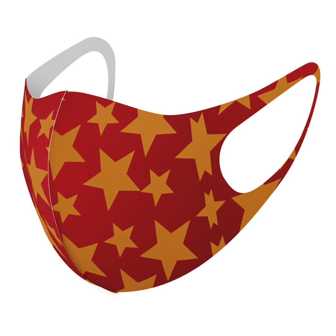 2枚セット デザインマスク 洗えるマスク おしゃれ 人気 ファッション ポリエステル 布マスク 洗って 繰り返し 大人用 子供用 普通 メンズ レディース 男性 女性 こども ジュニア キッズ 幼児 未就学児 002010 星　柄　赤