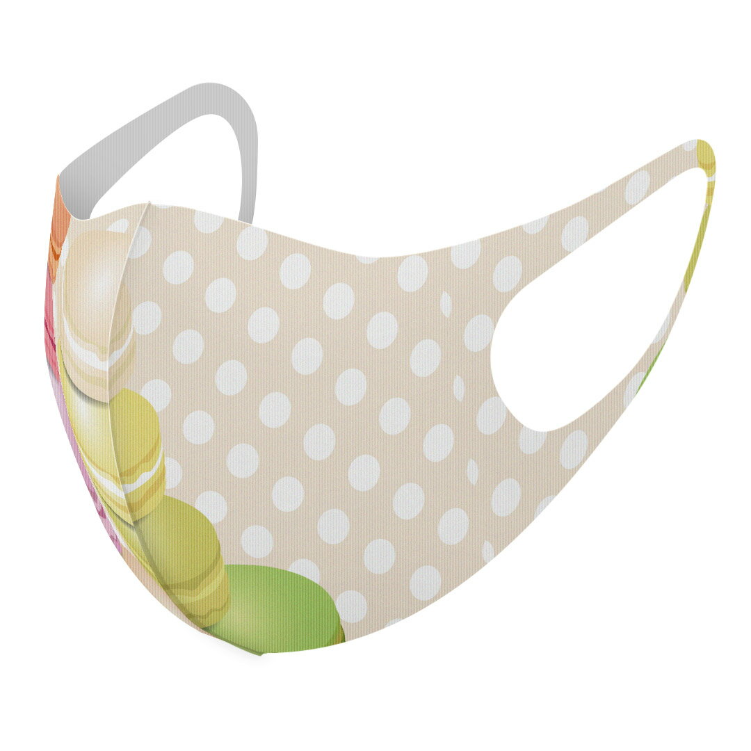 2枚セット デザインマスク 洗えるマスク おしゃれ 人気 ファッション ポリエステル 布マスク 洗って 繰り返し 大人用 子供用 普通 メンズ レディース 男性 女性 こども ジュニア キッズ 幼児 未就学児 002679 マカロン 水玉 カラフル