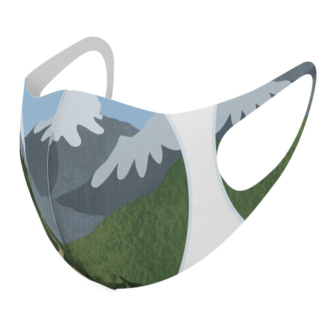 2枚セット デザインマスク 洗えるマスク おしゃれ 人気 ファッション ポリエステル 布マスク 洗って 繰り返し 大人用 子供用 普通 メンズ レディース 男性 女性 こども ジュニア キッズ 幼児 未就学児 023589 山　イラスト(4)