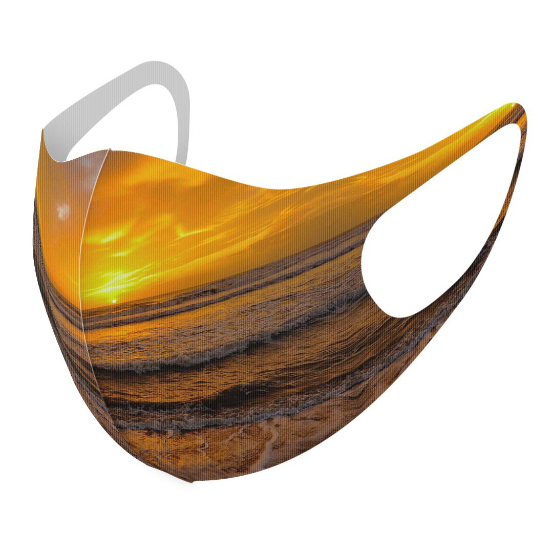 2枚セット デザインマスク 洗えるマスク おしゃれ 人気 ファッション ポリエステル 布マスク 洗って 繰り返し 大人用 子供用 普通 メンズ レディース 男性 女性 こども ジュニア キッズ 幼児 未就学児 023862 夕日　海　景色
