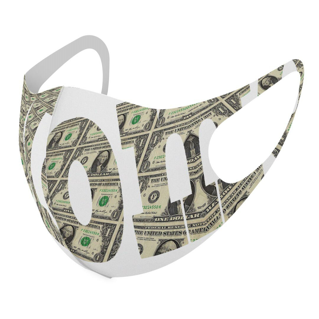 2枚セット デザインマスク 洗えるマスク おしゃれ 人気 ファッション ポリエステル 布マスク 洗って 繰り返し 大人用 子供用 普通 メンズ レディース 男性 女性 こども ジュニア キッズ 幼児 未就学児 025610 お金　札束　柄　文字