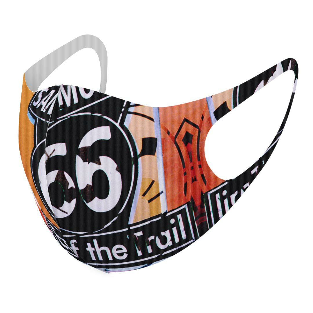 2枚セット デザインマスク 洗えるマスク おしゃれ 人気 ファッション ポリエステル 布マスク 洗って 繰り返し 大人用 子供用 普通 メンズ レディース 男性 女性 こども ジュニア キッズ 幼児 未就学児 026087 街 看板 サンタモニカ