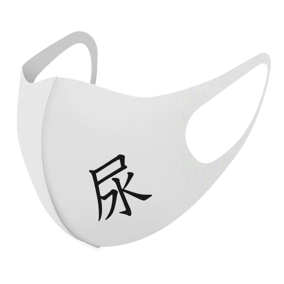 2枚セット デザインマスク 洗えるマスク おしゃれ 人気 ファッション ポリエステル 布マスク 洗って 繰り返し 大人用 子供用 普通 メンズ レディース 男性 女性 こども ジュニア キッズ 幼児 未就学児 026765 漢字　教科書体 尿(4)