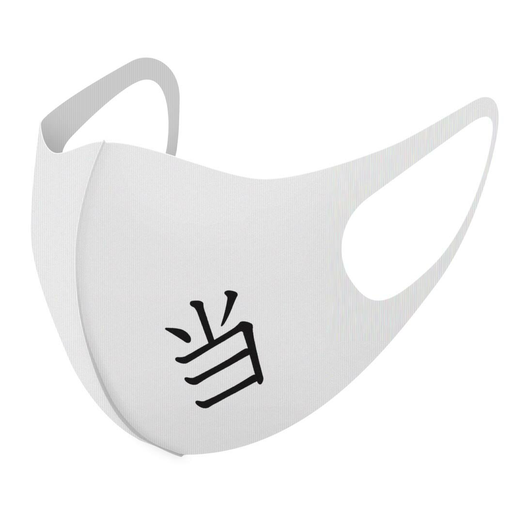 2枚セット デザインマスク 洗えるマスク おしゃれ 人気 ファッション ポリエステル 布マスク 洗って 繰り返し 大人用 子供用 普通 メンズ レディース 男性 女性 こども ジュニア キッズ 幼児 未就学児 026858 漢字　教科書体 当(4)