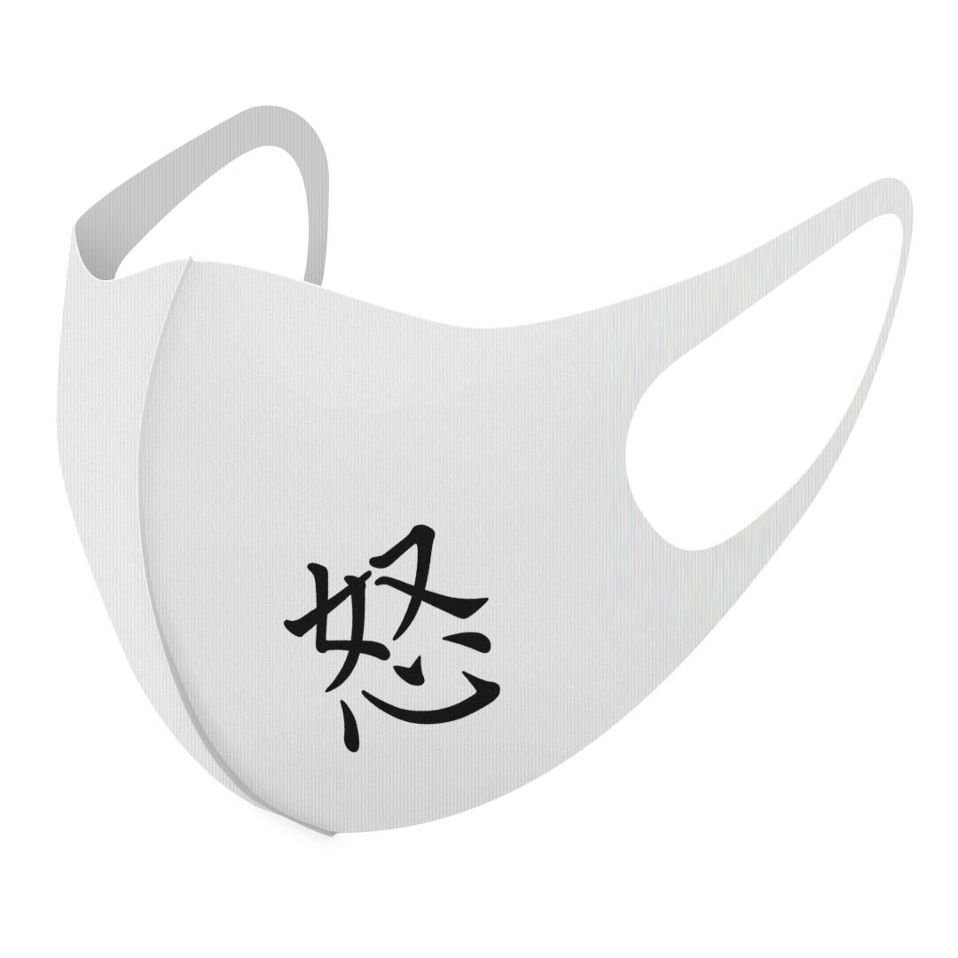 2枚セット デザインマスク 洗えるマスク おしゃれ 人気 ファッション ポリエステル 布マスク 洗って 繰り返し 大人用 子供用 普通 メンズ レディース 男性 女性 こども ジュニア キッズ 幼児 未就学児 026893 漢字　教科書体 怒
