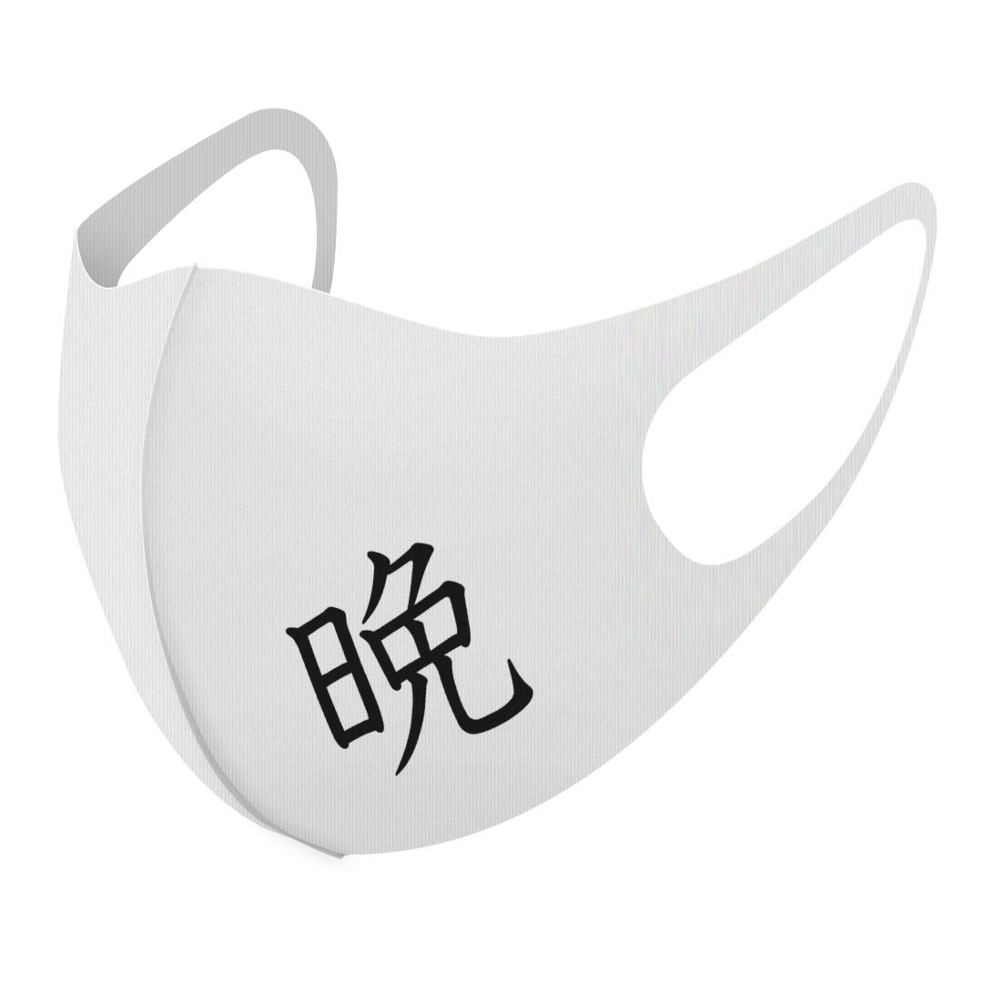 2枚セット デザインマスク 洗えるマスク おしゃれ 人気 ファッション ポリエステル 布マスク 洗って 繰り返し 大人用 子供用 普通 メンズ レディース 男性 女性 こども ジュニア キッズ 幼児 未就学児 027093 漢字　教科書体 晩