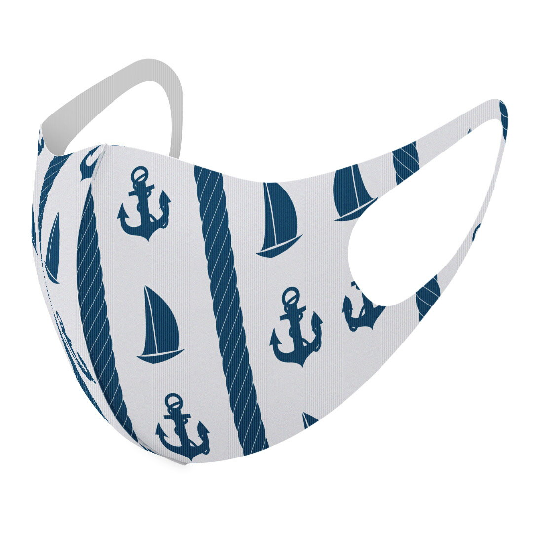 2枚セット デザインマスク 洗えるマスク おしゃれ 人気 ファッション ポリエステル 布マスク 洗って 繰り返し 大人用 子供用 普通 メンズ レディース 男性 女性 こども ジュニア キッズ 幼児 未就学児 004613 マリン　模様　青