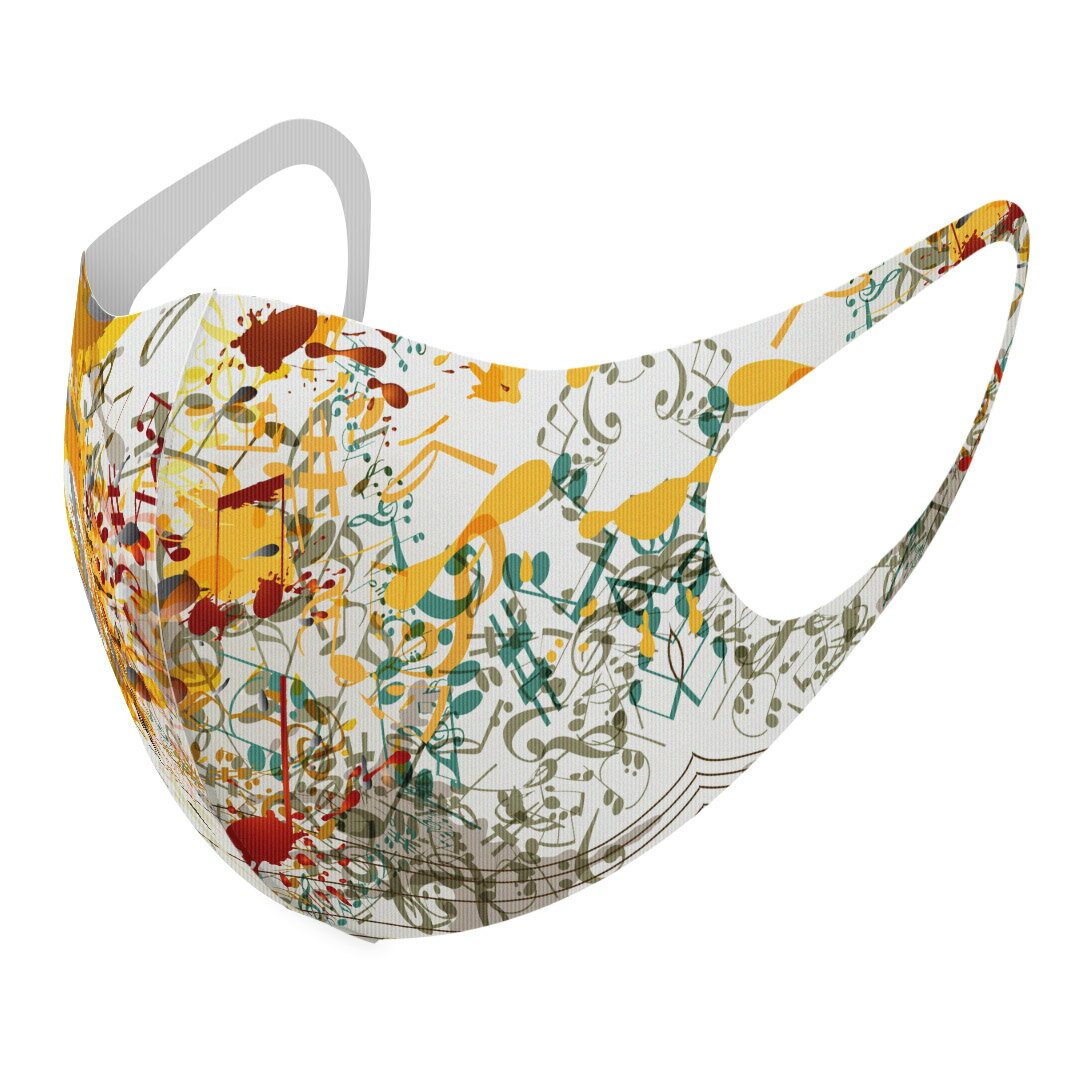 2枚セット デザインマスク 洗えるマスク おしゃれ 人気 ファッション ポリエステル 布マスク 洗って 繰り返し 大人用 子供用 普通 メンズ レディース 男性 女性 こども ジュニア キッズ 幼児 未就学児 005348 音符　音楽　イラスト(4.0)