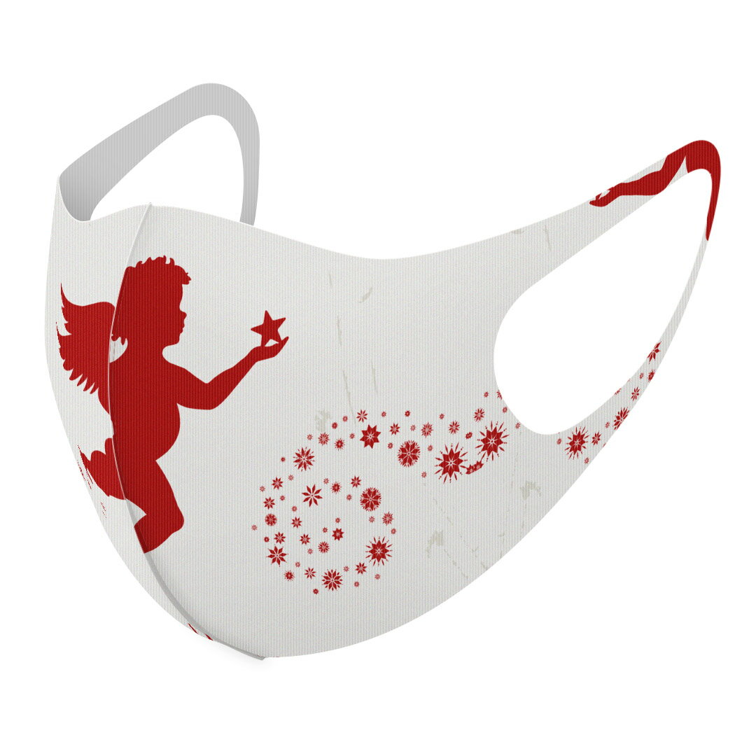 2枚セット デザインマスク 洗えるマスク おしゃれ 人気 ファッション ポリエステル 布マスク 洗って 繰り返し 大人用 子供用 普通 メンズ レディース 男性 女性 こども ジュニア キッズ 幼児 未就学児 005515 天使　クリスマス