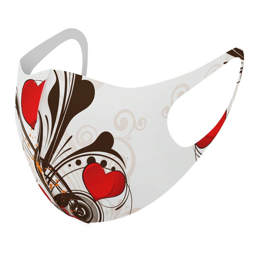 2枚セット デザインマスク 洗えるマスク おしゃれ 人気 ファッション ポリエステル 布マスク 洗って 繰り返し 大人用 子供用 普通 メンズ レディース 男性 女性 こども ジュニア キッズ 幼児 未就学児 005607 赤 ハート レッド