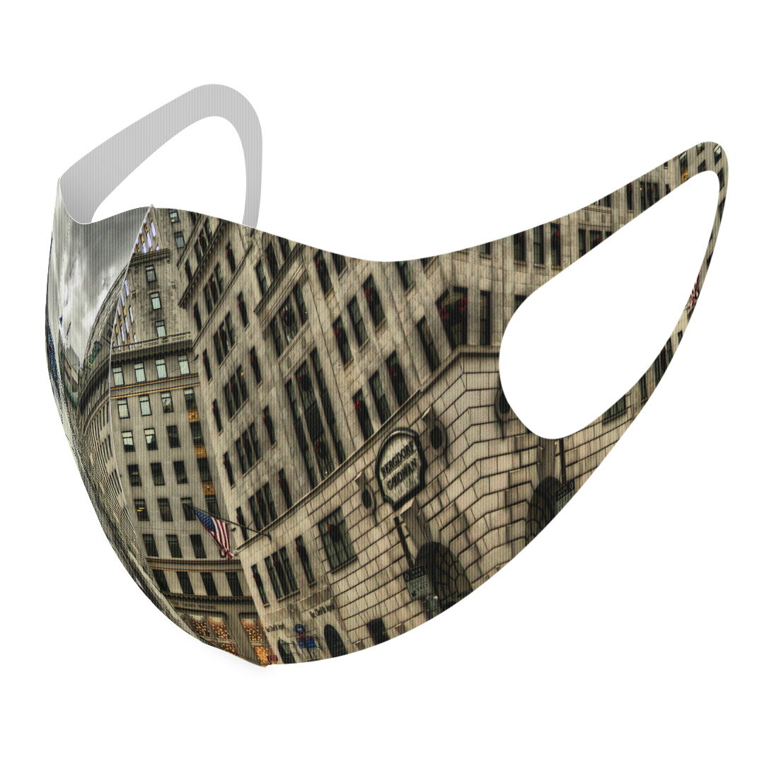 2枚セット デザインマスク 洗えるマスク おしゃれ 人気 ファッション ポリエステル 布マスク 洗って 繰り返し 大人用 子供用 普通 メンズ レディース 男性 女性 こども ジュニア キッズ 幼児 未就学児 005933 写真　建物　空