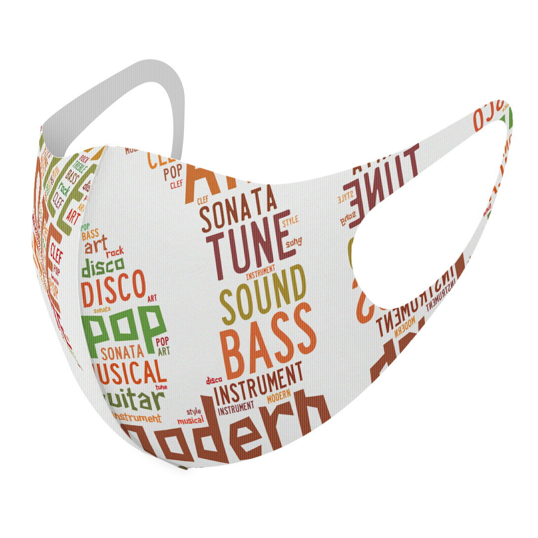 2枚セット デザインマスク 洗えるマスク おしゃれ 人気 ファッション ポリエステル 布マスク 洗って 繰り返し 大人用 子供用 普通 メンズ レディース 男性 女性 こども ジュニア キッズ 幼児 未就学児 006045 音符　英語　文字