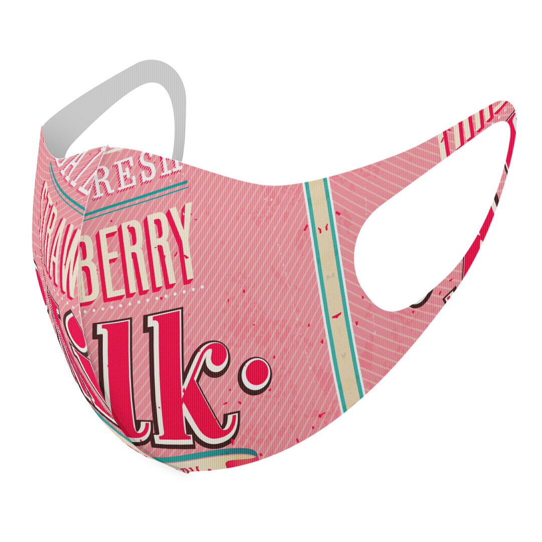 2枚セット デザインマスク 洗えるマスク おしゃれ 人気 ファッション ポリエステル 布マスク 洗って 繰り返し 大人用 子供用 普通 メンズ レディース 男性 女性 こども ジュニア キッズ 幼児 未就学児 006184 イチゴ 苺 英語 文字