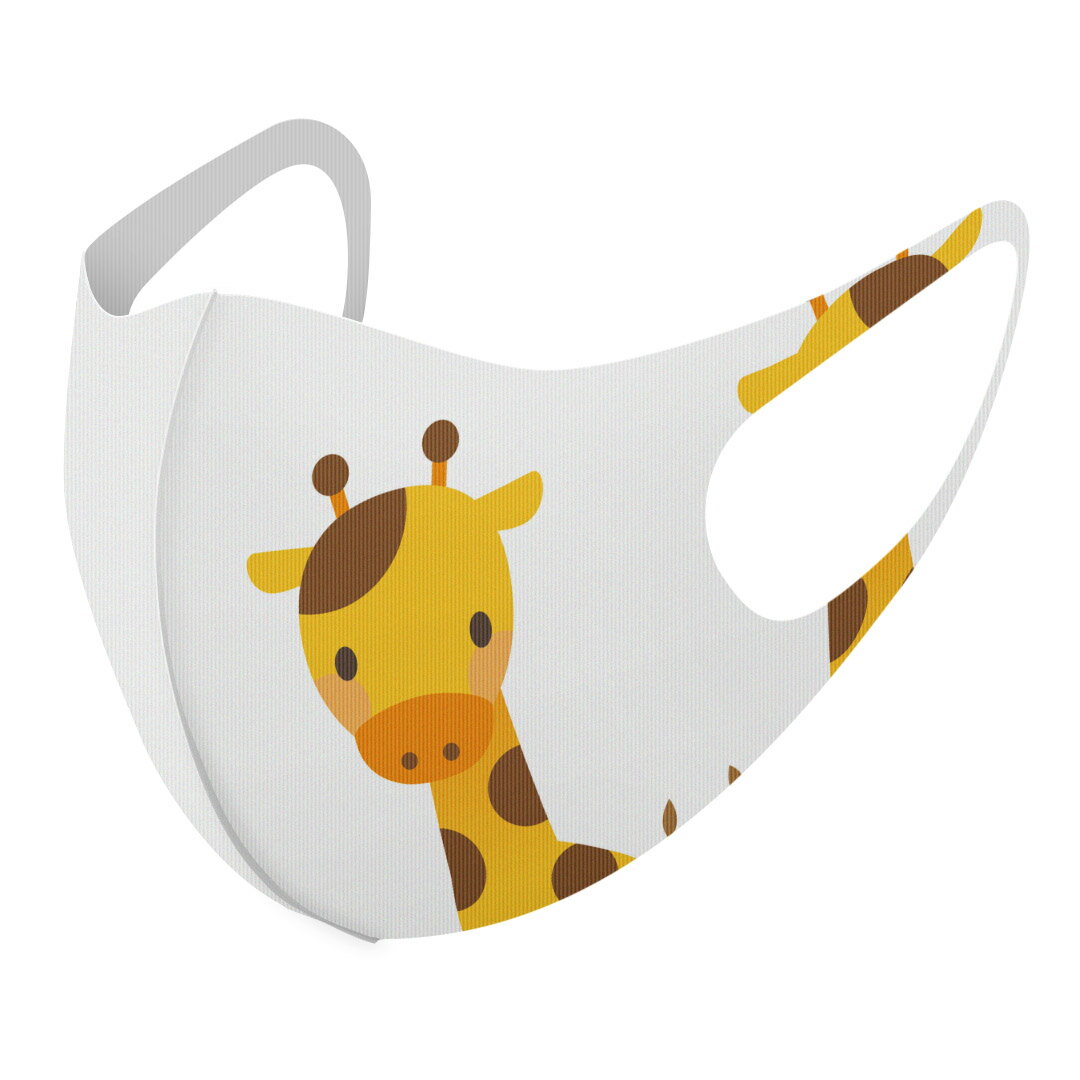 2枚セット デザインマスク 洗えるマスク おしゃれ 人気 ファッション ポリエステル 布マスク 洗って 繰り返し 大人用 子供用 普通 メンズ レディース 男性 女性 こども ジュニア キッズ 幼児 未就学児 007166 アニマル きりん　キャラクター