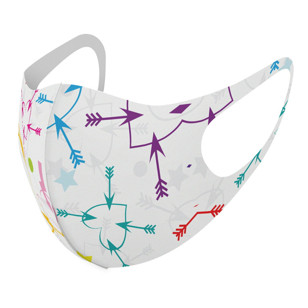 2枚セット デザインマスク 洗えるマスク おしゃれ 人気 ファッション ポリエステル 布マスク 洗って 繰り返し 大人用 子供用 普通 メンズ レディース 男性 女性 こども ジュニア キッズ 幼児 未就学児 007230 カラフル　ハート(4.0)