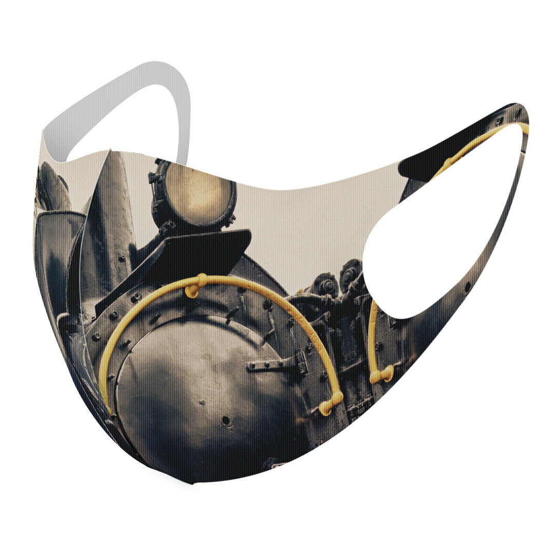 2枚セット デザインマスク 洗えるマスク おしゃれ 人気 ファッション ポリエステル 布マスク 洗って 繰り返し 大人用 子供用 普通 メンズ レディース 男性 女性 こども ジュニア キッズ 幼児 未就学児 007342 写真　機関車　電車