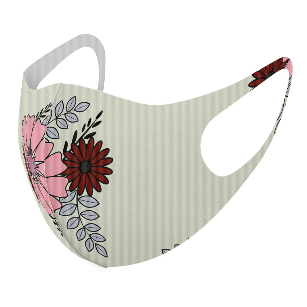 2枚セット デザインマスク 洗えるマスク おしゃれ 人気 ファッション ポリエステル 布マスク 洗って 繰り返し 大人用 子供用 普通 メンズ レディース 男性 女性 こども ジュニア キッズ 幼児 未就学児 007450 花　　イラスト　模様(4.0)