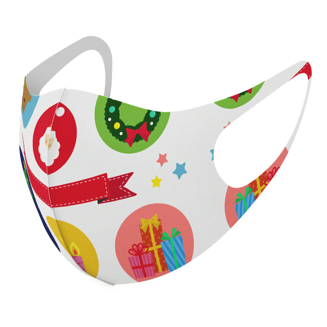 2枚セット デザインマスク 洗えるマスク おしゃれ 人気 ファッション ポリエステル 布マスク 洗って 繰り返し 大人用 子供用 普通 メンズ レディース 男性 女性 こども ジュニア キッズ 幼児 未就学児 009448 サンタ クリスマス 星