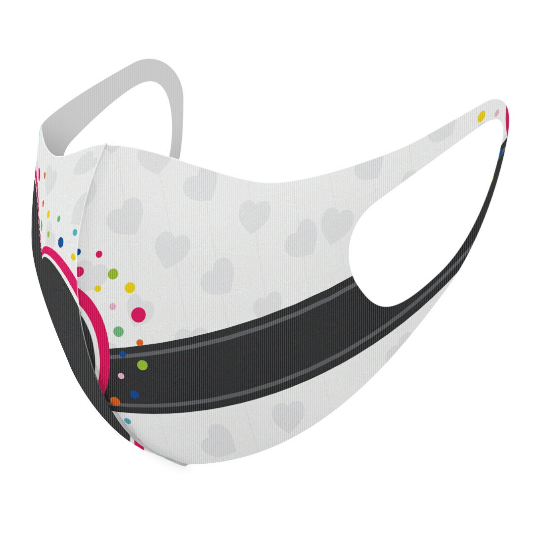 2枚セット デザインマスク 洗えるマスク おしゃれ 人気 ファッション ポリエステル 布マスク 洗って 繰り返し 大人用 子供用 普通 メンズ レディース 男性 女性 こども ジュニア キッズ 幼児 未就学児 009517 ハート　カラフル