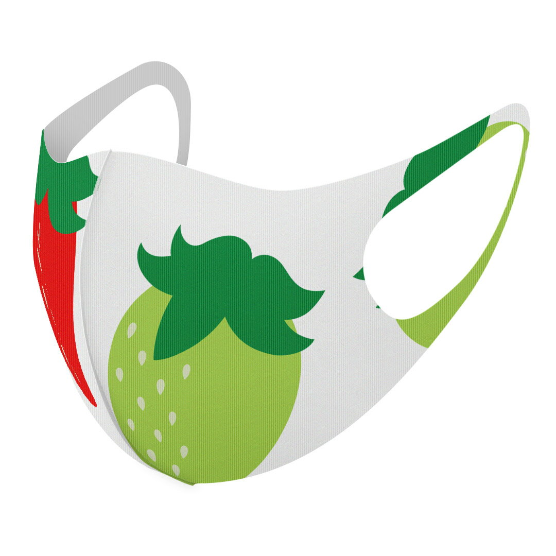 2枚セット デザインマスク 洗えるマスク おしゃれ 人気 ファッション ポリエステル 布マスク 洗って 繰り返し 大人用 子供用 普通 メンズ レディース 男性 女性 こども ジュニア キッズ 幼児 未就学児 009548 いちご 赤 緑