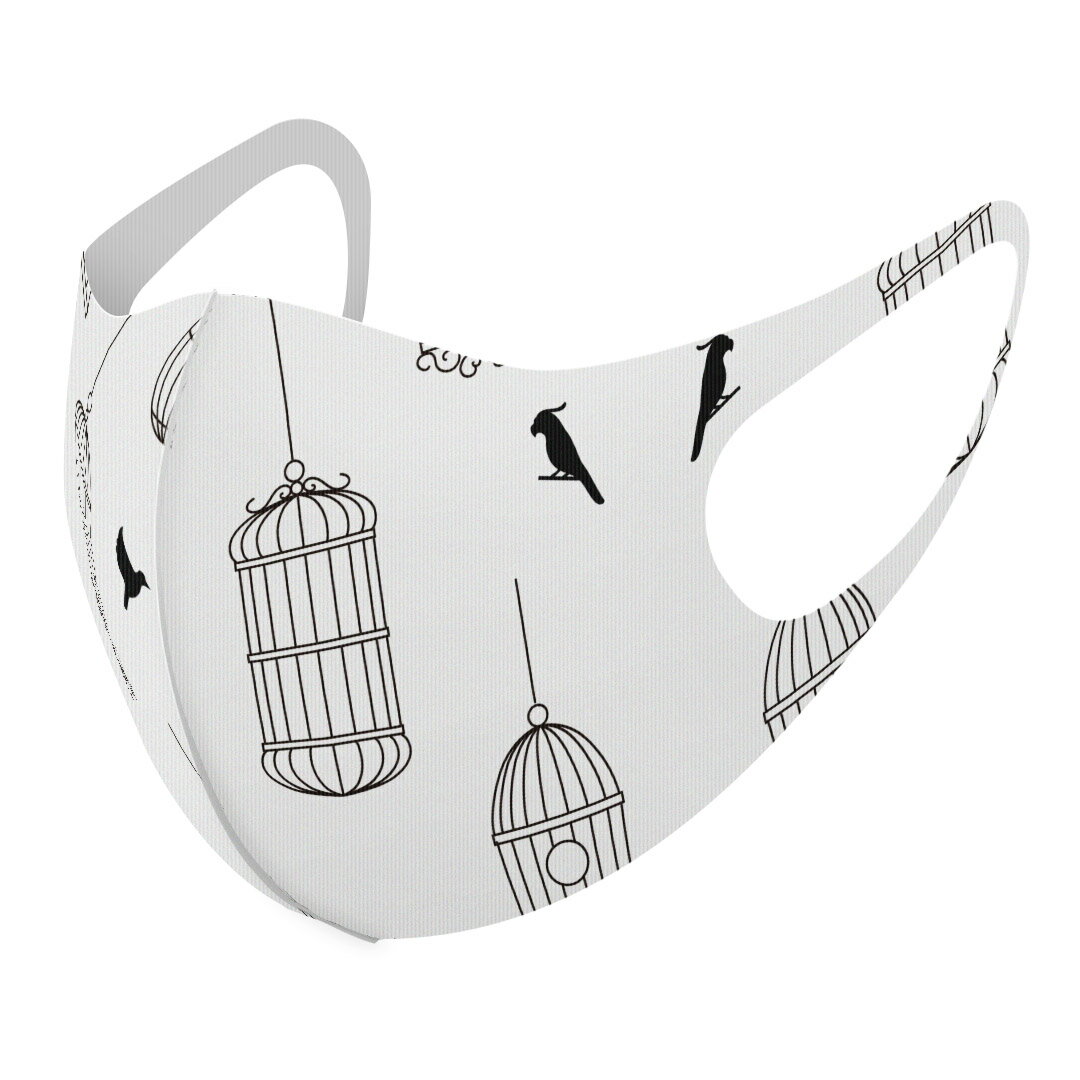 2枚セット デザインマスク 洗えるマスク おしゃれ 人気 ファッション ポリエステル 布マスク 洗って 繰り返し 大人用 子供用 普通 メンズ レディース 男性 女性 こども ジュニア キッズ 幼児 未就学児 009570 鳥　ハート　白　黒