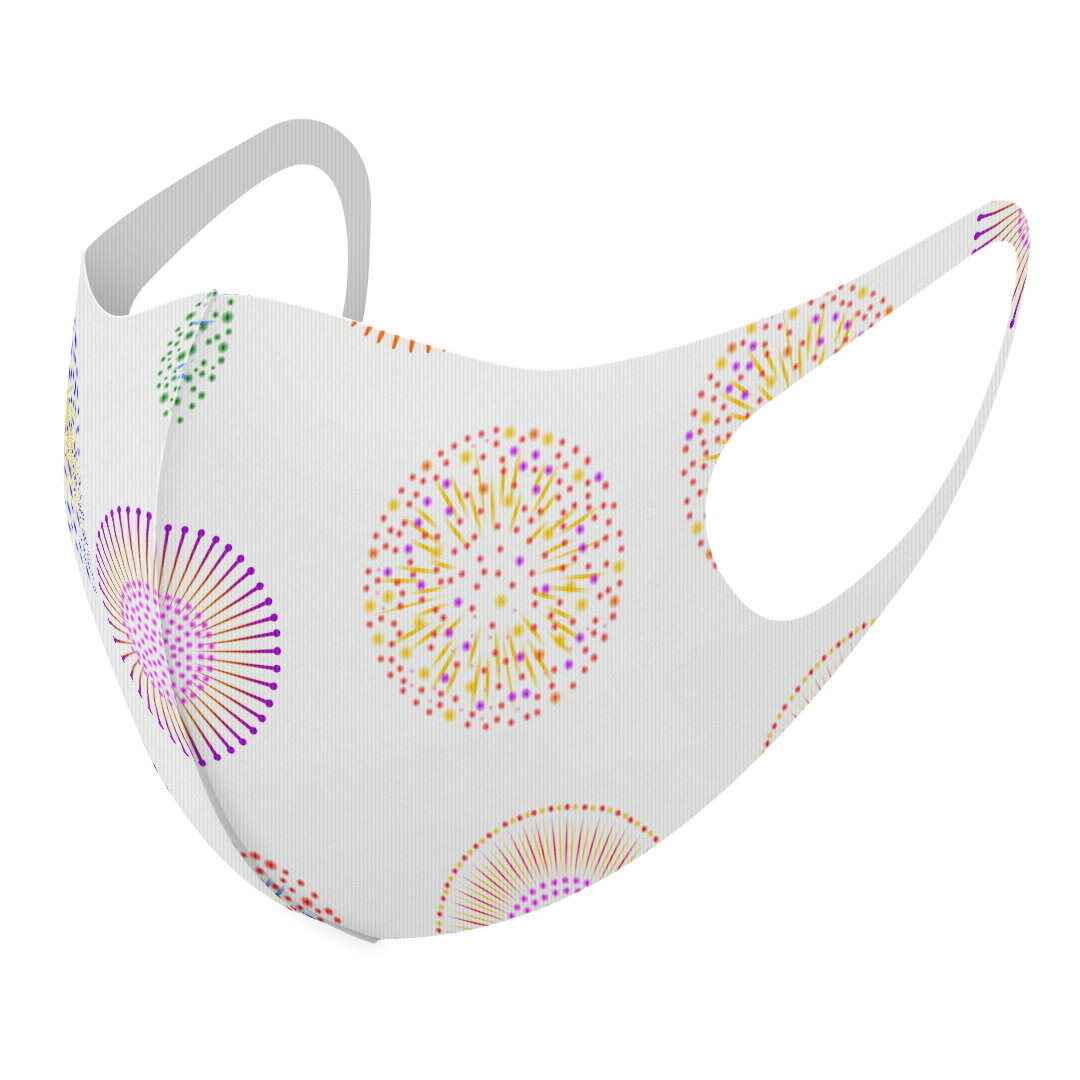 2枚セット デザインマスク 洗えるマスク おしゃれ 人気 ファッション ポリエステル 布マスク 洗って 繰り返し 大人用 子供用 普通 メンズ レディース 男性 女性 こども ジュニア キッズ 幼児 未就学児 009686 花火 カラフル シンプル