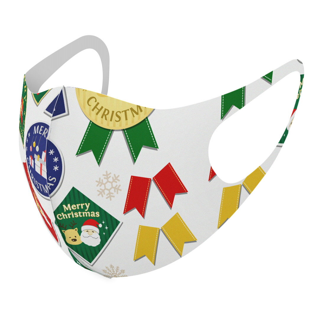 2枚セット デザインマスク 洗えるマスク おしゃれ 人気 ファッション ポリエステル 布マスク 洗って 繰り返し 大人用 子供用 普通 メンズ レディース 男性 女性 こども ジュニア キッズ 幼児 未就学児 009764 クリスマス サンタ 英語
