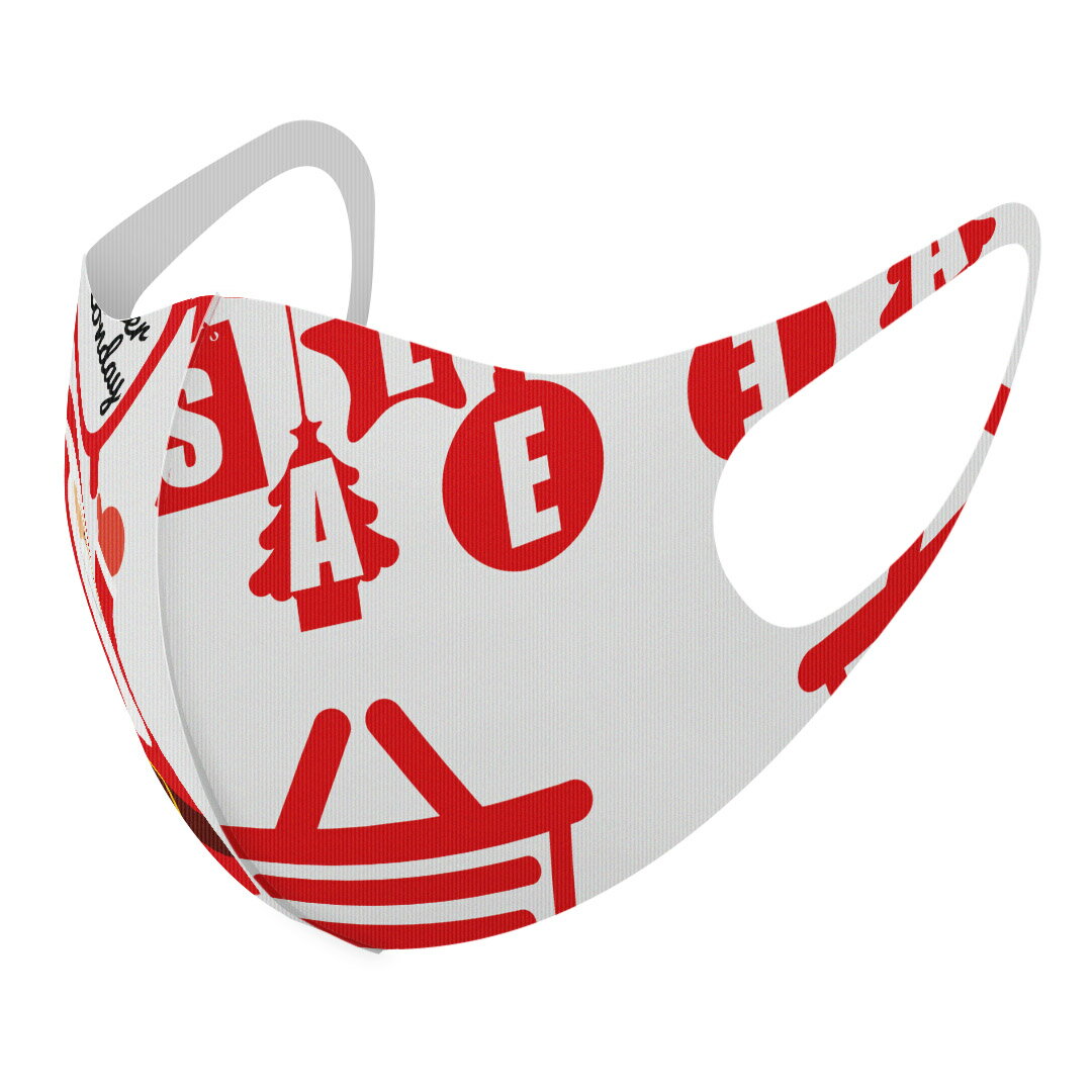 2枚セット デザインマスク 洗えるマスク おしゃれ 人気 ファッション ポリエステル 布マスク 洗って 繰り返し 大人用 子供用 普通 メンズ レディース 男性 女性 こども ジュニア キッズ 幼児 未就学児 009969 クリスマス サンタ 赤