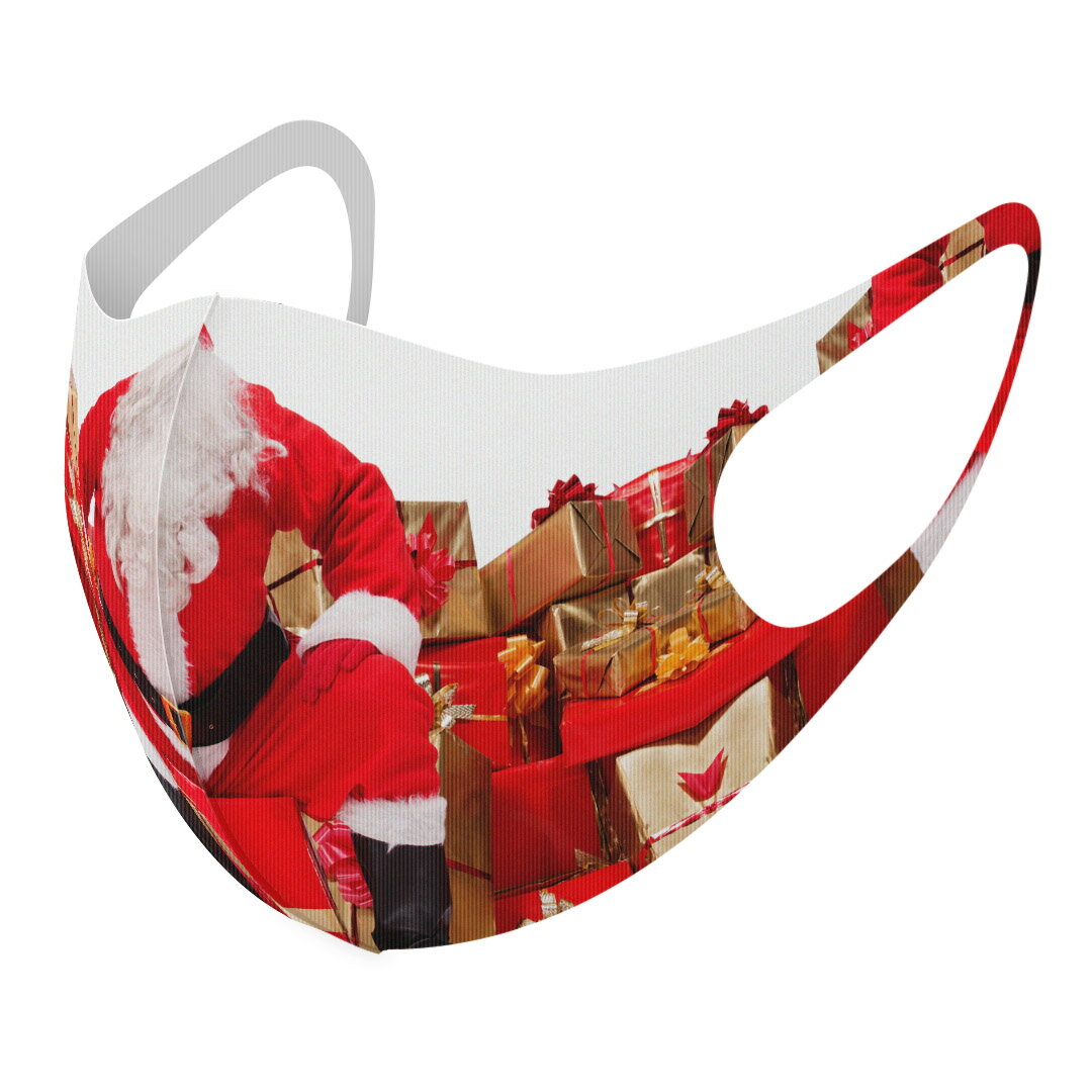 2枚セット デザインマスク 洗えるマスク おしゃれ 人気 ファッション ポリエステル 布マスク 洗って 繰り返し 大人用 子供用 普通 メンズ レディース 男性 女性 こども ジュニア キッズ 幼児 未就学児 009980 クリスマス サンタ 写真